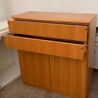 mobile basso con cassetti ciliegio con ruote