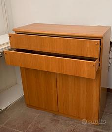 mobile basso con cassetti ciliegio con ruote