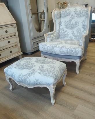 bergère poltrona e pouf francese nuovi