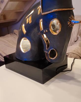 lampada terracotta artigianale testa di cavallo  