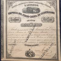 Cuba Una Accion De 100 Pesos- 1882-Empresa Del Fer