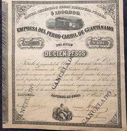 Cuba Una Accion De 100 Pesos- 1882-Empresa Del Fer