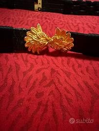 Cintura donna vintage nera intrecciata
