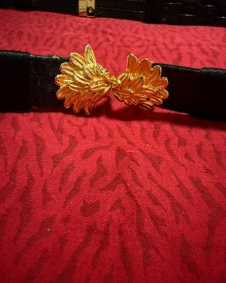 Cintura donna vintage nera intrecciata