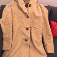 Cappotto a tre quarti tessuto bouclé rosa pallido