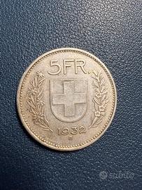MONETA 5 FRANCHI ARGENTO