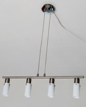 Lampadario a sospensione in acciaio, con 4 faretti