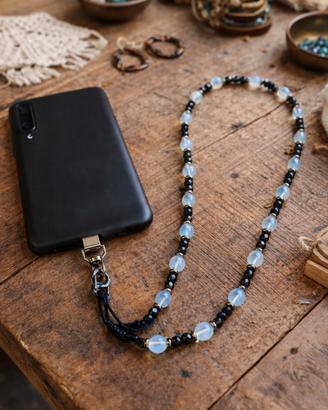 laccetto per smartphone perle di pietra naturale 