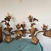 APPLIQUE VINTAGE FERRO BATTUTO COPPIA LAMPADE