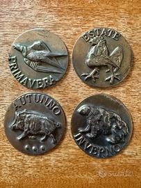 Set di 4 medaglie in bronzo di L. Minguzzi