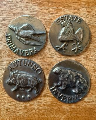 Set di 4 medaglie in bronzo di L. Minguzzi