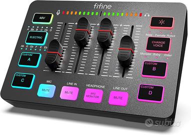 FIFINE Gaming Audio Mixer, Streaming RGB PC Mixer