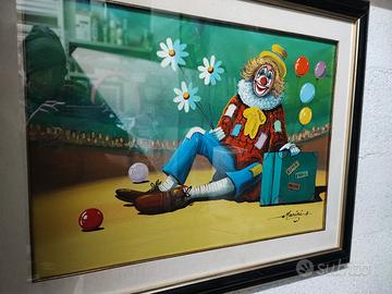 Quadro Firmato autore Angelo Manini Clown Autentic