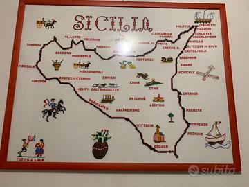 Quadro Sicilia ricamato a mano
