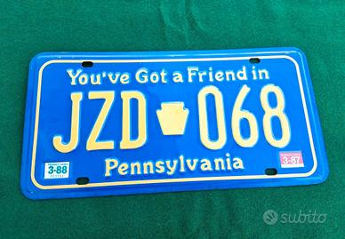 Targa vintage U.S. Stato della Pennsylvania 1987