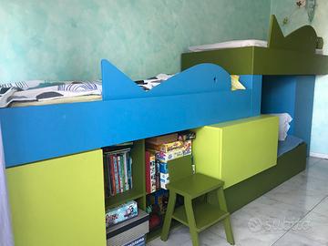 Cameretta colorata componibile 3 letti