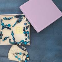 Collana di agata e perle di fiume più bracciale