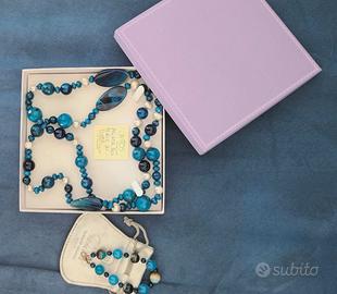 Collana di agata e perle di fiume più bracciale