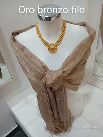 stola coprispalle oro bronzo in filo luccicante