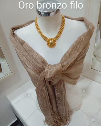 stola coprispalle oro bronzo in filo luccicante
