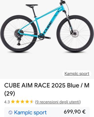 Mountain bike CUBE AIM RACE 29 BLUE 