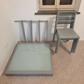 Set Tavolo Allungabile in Vetro + 4 Sedie gaber 