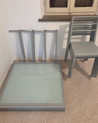 Set Tavolo Allungabile in Vetro + 4 Sedie gaber 