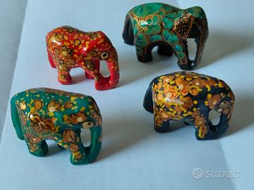 ELEFANTE in CARTAPESTA 4 pezzi soprammobile