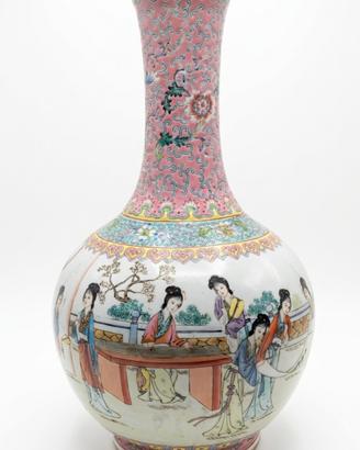 Vaso in porcellana cinese "Famiglia Rosa" del '900