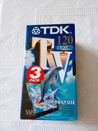 Tdk TV 120 VHS Confezione 3 cassette Vergini
