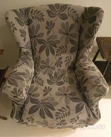 Poltrone bergère tessuto fiorato grigio n 2
