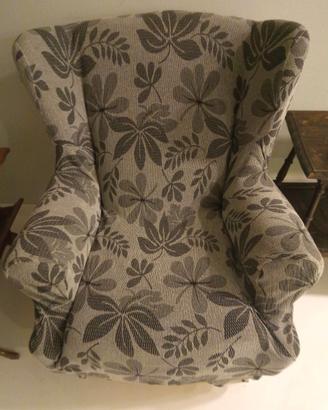 Poltrone bergère tessuto fiorato grigio n 2