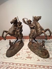 Coppia di statuette vintage in stile Western 