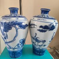 Coppia vasi ceramica bianca blu