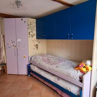 Cameretta Mistral con letti scorrevoli lilla e blu