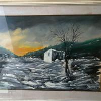 dipinto paesaggio innevato con tramonto(Abruzzese)