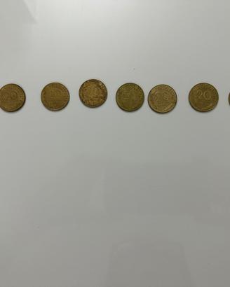 Lotto monete da 20 centesimi franchi francesi