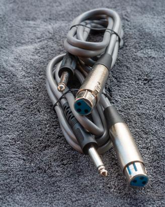 2 Cavi Audio XLR Femmina Jack 6.3mm 1,5m - Nuovi