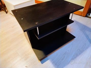 tavolino porta TV nero con ruote 