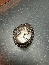 Portaoggetti in argento con cameo 900 napoletano