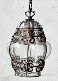 Lampadario lanterna in vetro di Murano 