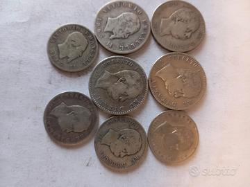 8 MONETE ARGENTO VITTORIO ,UMBERTO