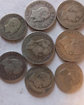 8 MONETE ARGENTO VITTORIO ,UMBERTO