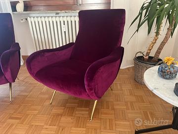 Poltrone anni 50 con piedini in ottone lady Zanuso
