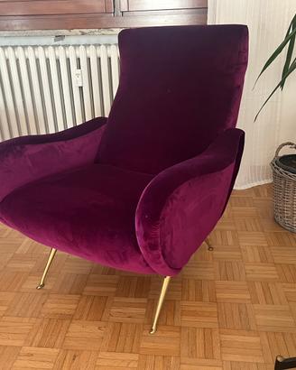 Poltrone anni 50 con piedini in ottone lady Zanuso