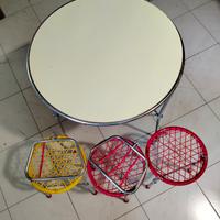 Tavolo con sedie da campeggio anni 60 70