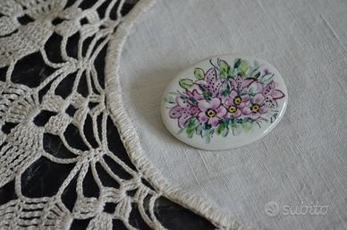 SPILLA CERAMICA Vintage Decorata a Mano Fior Pot