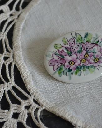 SPILLA CERAMICA Vintage Decorata a Mano Fior Pot