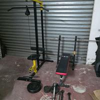 Kit home gym, lat machine, panca, pesi