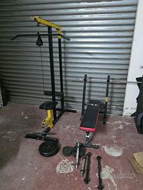 Kit home gym, lat machine, panca, pesi
